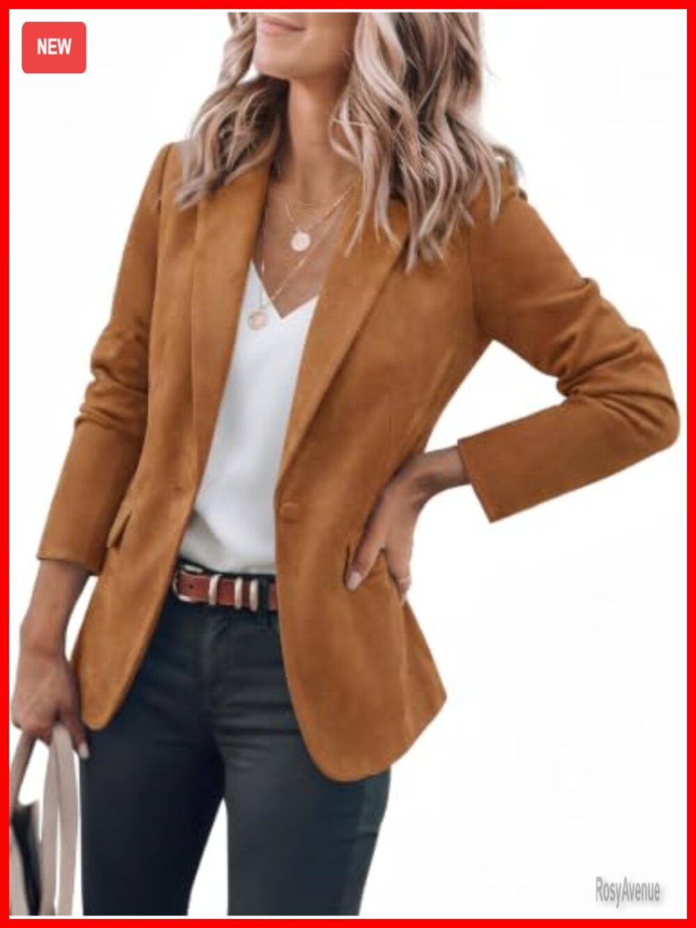 Faux Suede Blazer Long Sleeve Work Suit Jacket